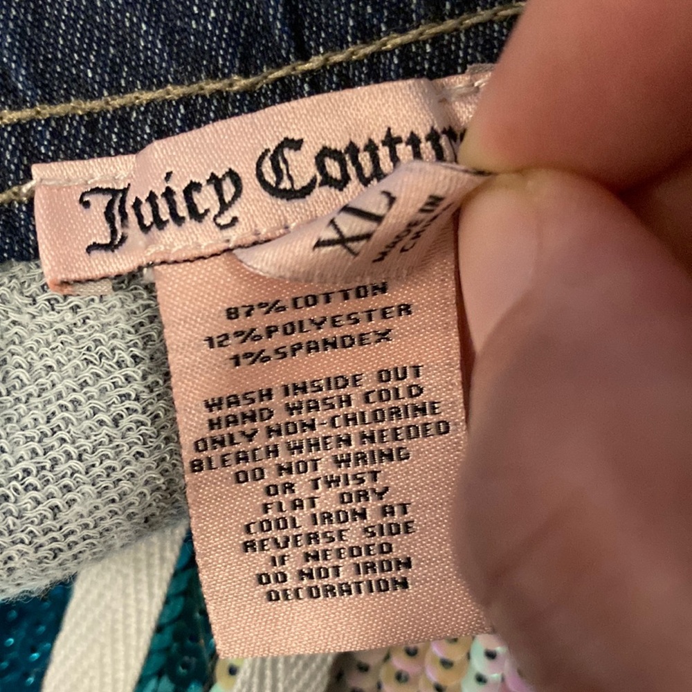JUICY COUTURE - shorts: American flag sequined denim jeans w adj. tie waist - XL - Picture 6 of 16